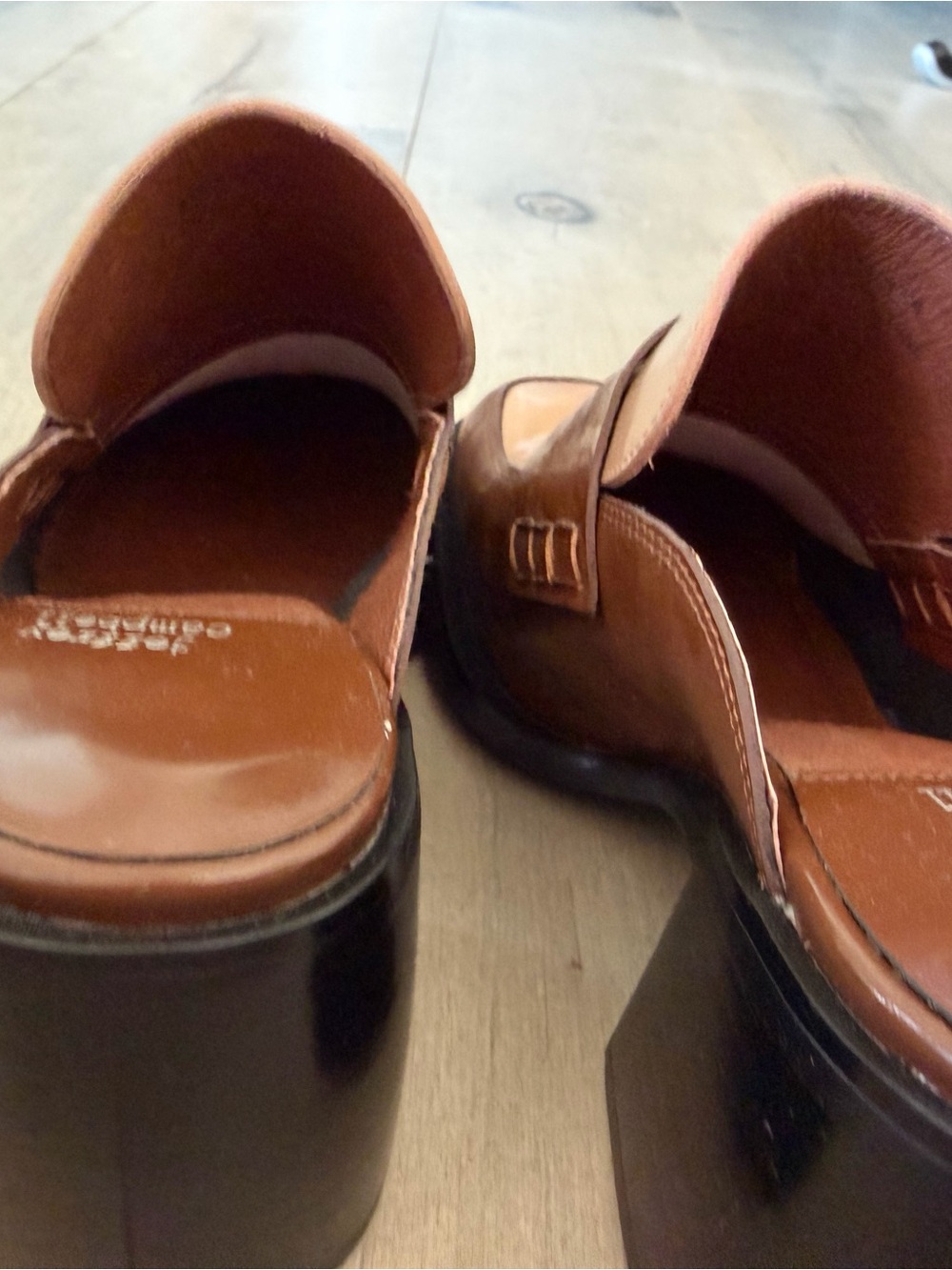 Jeffrey Campbell Two-Tone Brown & Nude Leather Mules - Picture 6 of 9